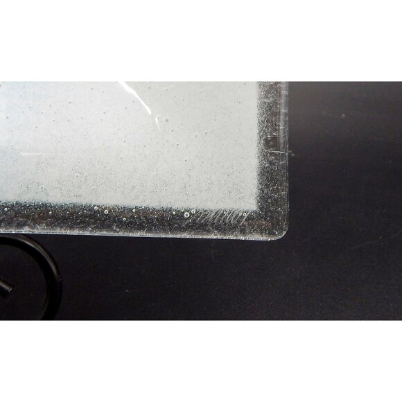 Peggy Karr Fused Glass Snowman Platter Tray Plate Square 9 In Bunny Deer Winter - Picture 8 of 8